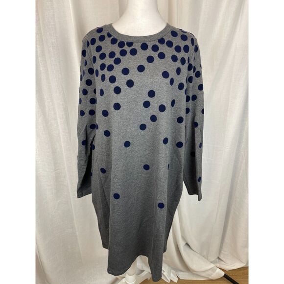 Boden Dresses & Skirts - Boden Gray & Navy Polka Dot Shift Dress – Size 16, Fun & Playful